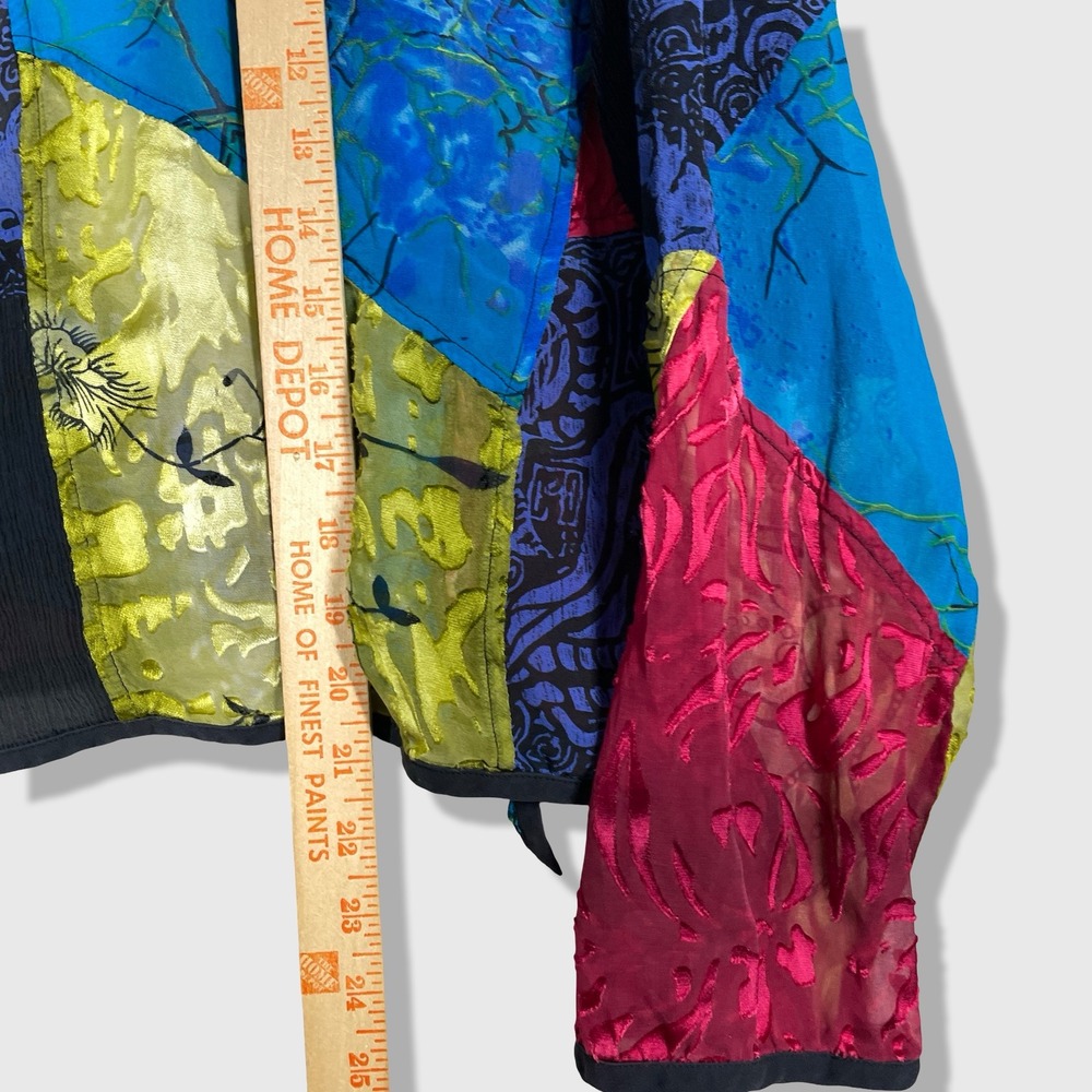 Chicos Patchwork Burnout Tie Front Top Women L Mu… - image 6